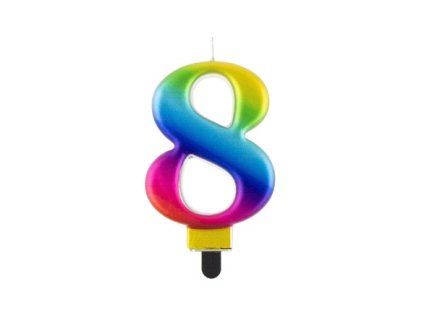 Kerze – Regenbogenkerze Nr. „8“, 8 cm, 1 Stück