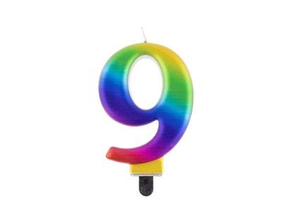 Kerze – Regenbogenkerze Nr. „9“, 8 cm, 1 Stück