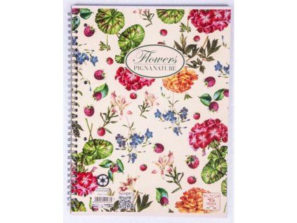 PIGNA Blumen Ringbuch A4 60 Blatt kariert 1 Stück.