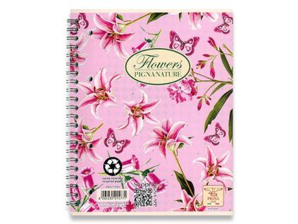 PIGNA Blumen Ringbuch A5 60 Blatt liniert 1 Stück.
