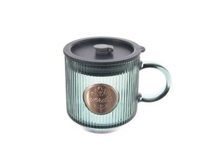 Orion VERDE Becher mit Deckel, Strohhalm, 350 ml, Glas, 1 Stück.