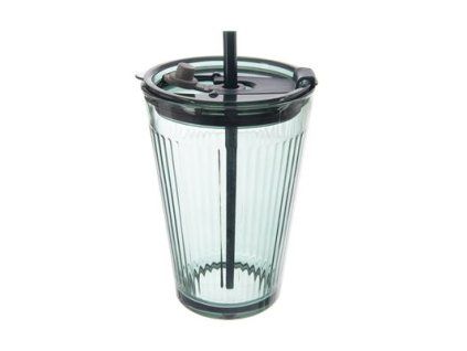 Orion VERDE Glas mit Deckel, Strohhalm, 460 ml, Glas, 1 Stück.