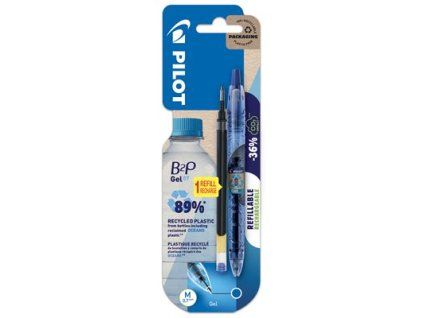 PILOT B2P Roller Gel 0,7 mm blau + Nachfüllpackung 1 Stück.