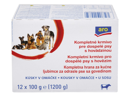 aro Hundefutterbeutel Rindfleisch 12 x 100 g