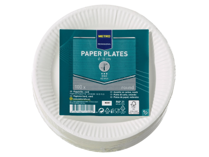 METRO PROFESSIONAL Runde Pappteller, Durchmesser 18 cm, 100 Stück