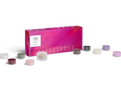 Yankee Candle Geschenkset mit 10 Teelichtern + Kerzenhalter