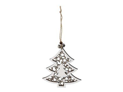 Hängender, weiß geschmückter Holzbaum