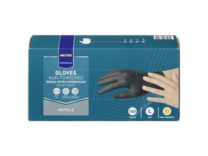 METRO PROFESSIONAL Nitrilhandschuhe Größe L schwarz 100 Stück.