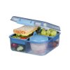 Sistema Divided Snackbox Ocean Bound Bento Cube mit Joghurtbehälter und 2 Tabletts à 1,25 l, Farbmix