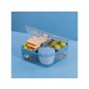 Sistema Divided Snackbox Ocean Bound Bento Cube mit Joghurtbehälter und 2 Schalen à 1,25 l, blau