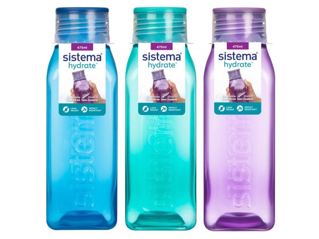 Sistema Hydrate Botella cuadrada con tapón de rosca de 475 ml, colores surtidos