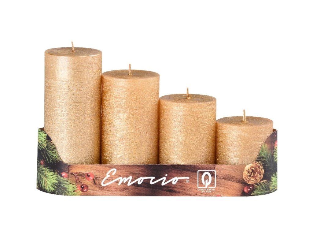 Velas de Adviento Emocio, 4 unidades, 50 mm, color oro rústico.