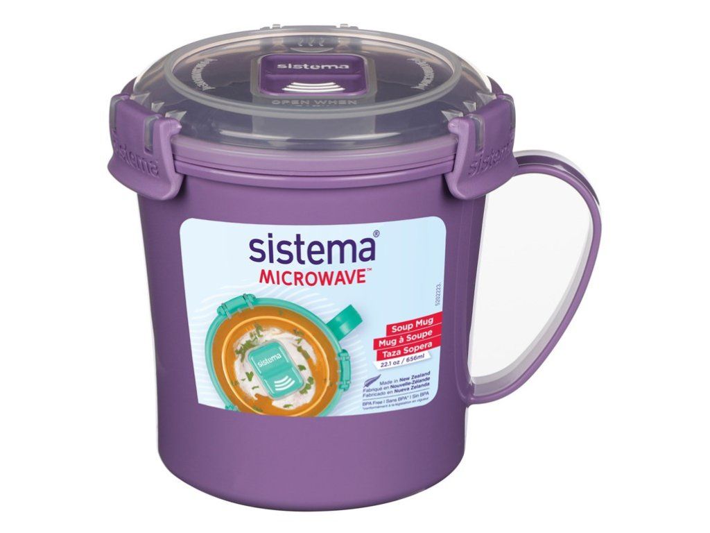 Taza para sopa de microondas Sistema de 656 ml, color morado.