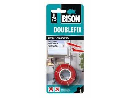 Cinta adhesiva de doble cara BISON DOUBLEFIX INVISIBLE 1,5 m x 19 mm