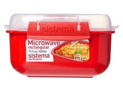 Recipiente rectangular para calentar alimentos en microondas Sistema, 525 ml, rojo.
