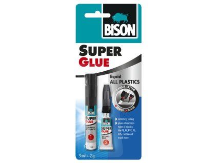 Pegamento para plástico BISON SUPER GLUE Todo tipo de plástico 3 ml + 2 g