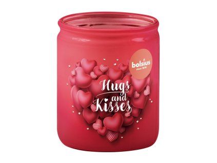 Bolsius Glass Corazón Rojo con inscripción Mango, vela aromática de 68x80 mm
