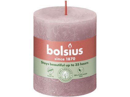 Rodillo Bolsius Rustic Shine 68×80 mm – Ash Rose (rosa)