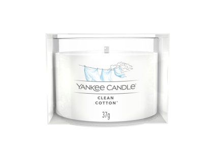 Vela votiva Yankee Candle de vidrio, de algodón limpio.