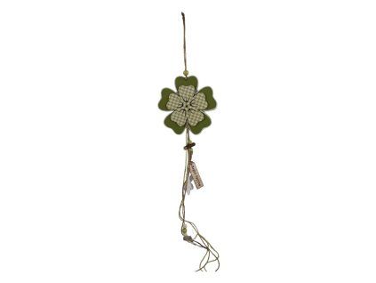 Percha de madera, flor, verde, blanco, 145 mm