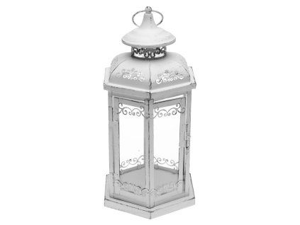 Linterna hexagonal de metal blanco de 360 mm