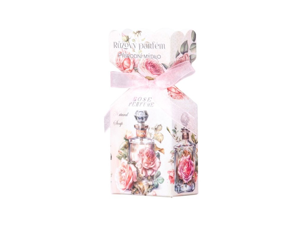 Savon parfumé à la rose en boîte, coloré 90 g
