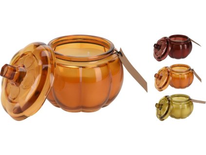 Bougie parfumée en verre – citrouille, 115 × 115 mm