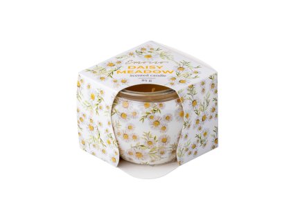Bougie parfumée Emocio en verre, décor Daisy Meadow, 70 x 62 mm