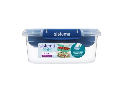 Boîte alimentaire compartimentée étanche Sistema STAX 1 l, 1 l, bleue