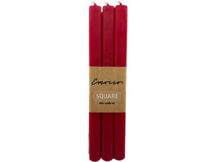 Bougie de table Emocio, prisme, lot de 6, 18 x 240 mm, rouge