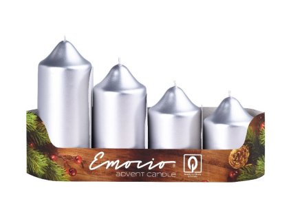 Emocio adventske svijeće 4 kom promjera 50 mm metalne srebrne svijeće