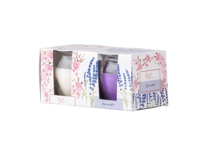 Mirisna svijeća Emocio u staklu Ružičasti cvijet i lavanda 2 kom u kutiji 65x63mm
