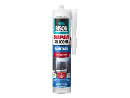 BISON silikonsko brtvilo SUPER SILIKON SANITARNO BIJELO 280 ml