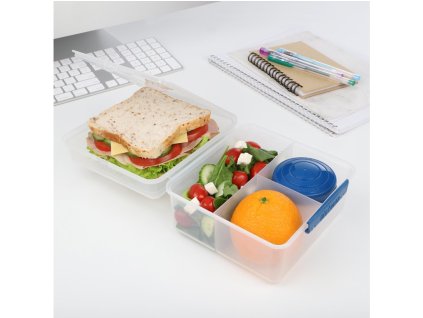 Sistema kutija za užinu s podjelom za van, Lunch Cube Max s posudom za jogurt s dvostrukim poklopcem 2l, miješane boje