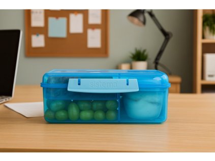 Sistema Divided Lunch Bento Snack Box s posudom za jogurt i 2 pladnja 1,65 l, plava
