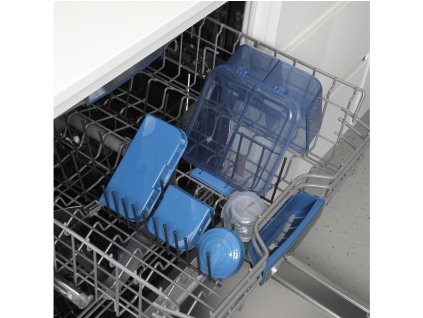 Sistema kutija za grickalice s podjelom Ocean Bound Bento Cube s posudom za jogurt i 2 pladnja 1,25 l, plava