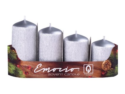 Emocio adventi gyertyák 4 db 40 mm-es karcos ezüst gyertyák