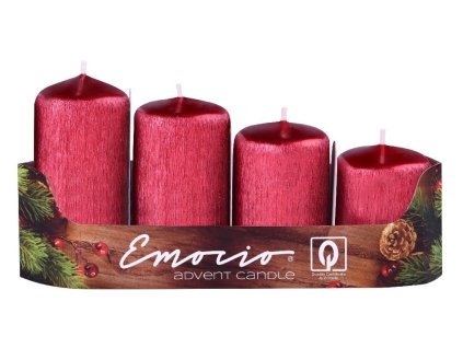 Emocio adventi gyertyák 4 db 40 mm-es piros karcos gyertyák