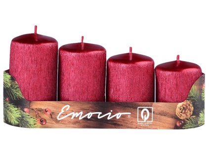 Emocio Adventi Gyertyák 4 db 50 mm-es Piros Karcos Gyertyák