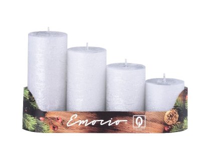 Emocio adventi gyertyák 4 db 50 mm-es rusztikus ezüst gyertyák