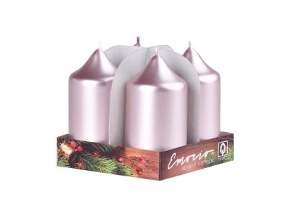 Emocio adventi henger 4 db 40x80 fém régi rózsaszín gyertyák