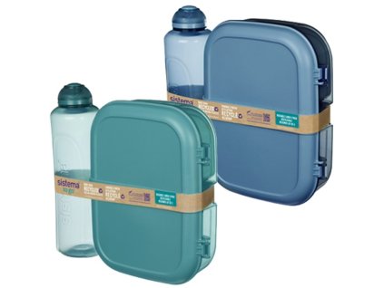 Sistema Uzsonnásdoboz Szett Ocean Bound Kulaccsal - Ribbon Uzsonnásdoboz 1.1 l és Swift Kulacs 480 ml, mix