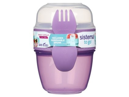 Sistema To Go Snack kapszulás snack doboz villával 515 ml, lila