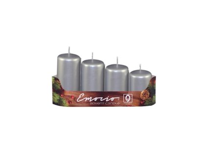 Emocio adventi gyertyák 4 db átmérőjű 40 mm fém ezüst gyertyák
