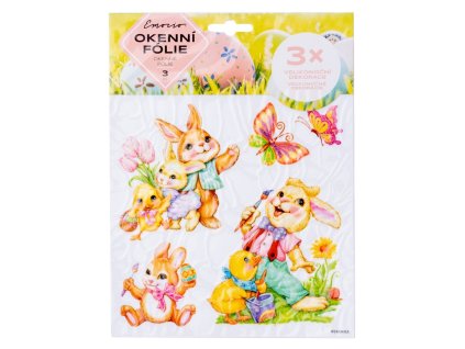 Húsvéti ablakfóliás nyuszik 3 db, 240x184mm