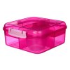 Sistema Osztott Ebéd Bento Kocka Snack Doboz Joghurtos Tárolóval és 2 Tálcával 1,25 L, Rózsaszín