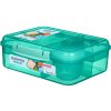 Sistema Osztott Ebéd Bento Snack Doboz Joghurtos Tárolóval és 2 Tálcával 1,65 L, Menta