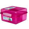 Sistema Lunch Cube Max osztott uzsonnásdoboz joghurtos tárolóedénnyel és dupla tetővel, 2 l, rózsaszín