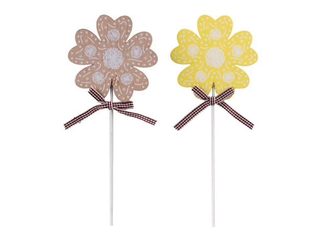 Wood mortise flower+spike, colored, 80 mm