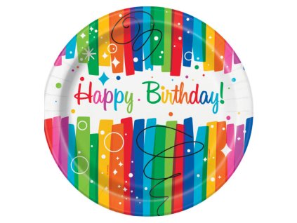 Paper plates (8pcs/foil) Rainbow ribbons